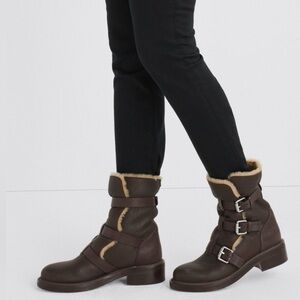 Rag & Bone Women’s Moto Buckle Boots with Shearling Lining (38.5)